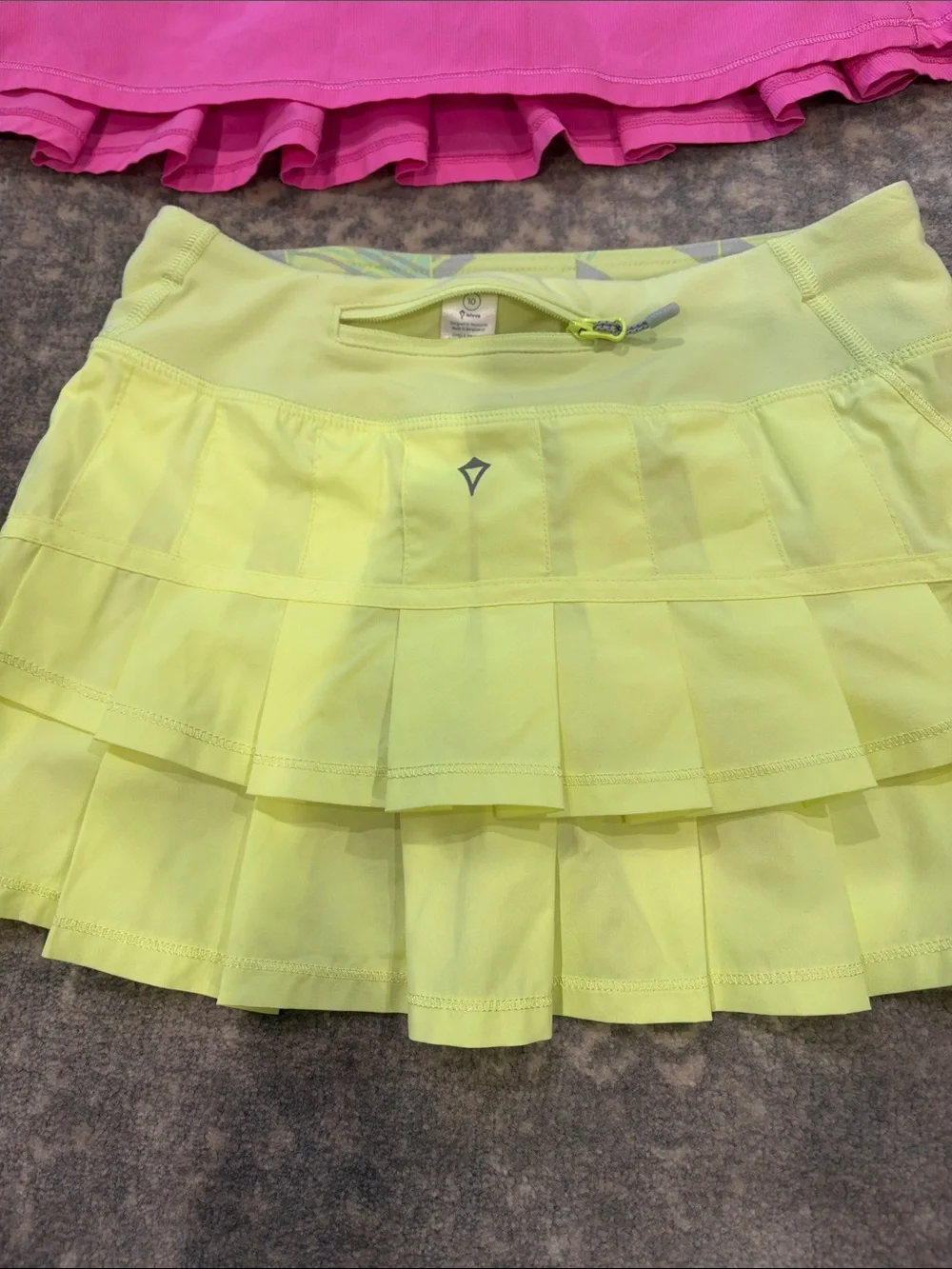 Girls' Ruffled Active Skorts Pink & Neon Yellow (2)